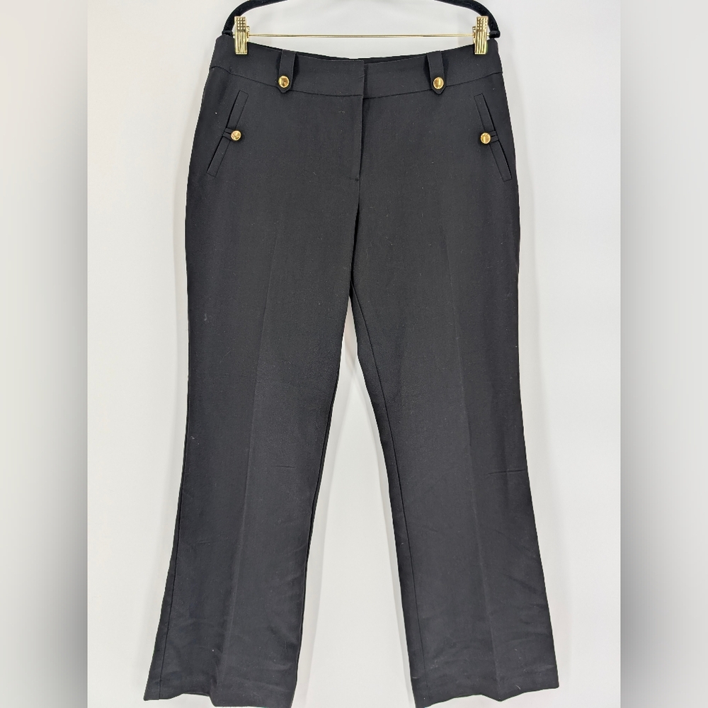 Soho Apparel Ltd Black Flare Dress Pants Gold Button Accents Size 12 120705